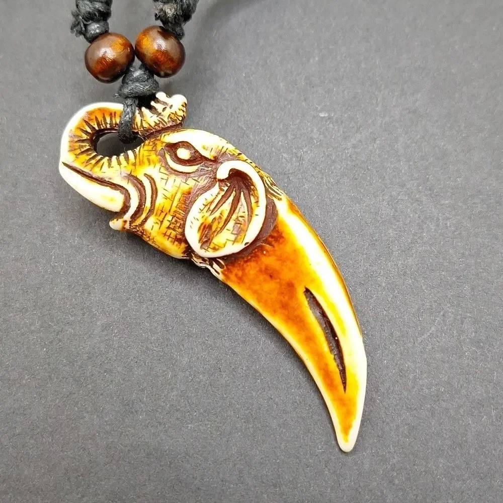 Elephant tooth pendant adjustable NECKLACE